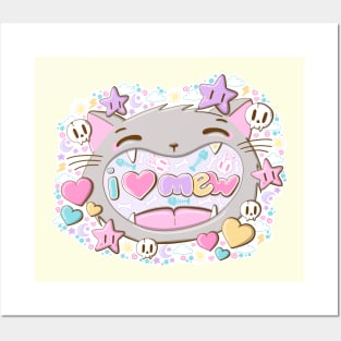 I love mew cute cat in kawaii style Posters and Art